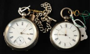 Waltham silver open face pocket watch with sub second dial, another silver open face pocket watch,