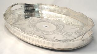 A heavy silver plated gallery tray, 52cm wide