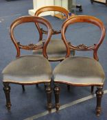 Three Victorian mahogany framed dining chairs