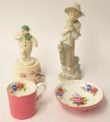 Nao figure, Royal Doulton musical Snowman a/f. Aynsley porcelain mug and saucer
