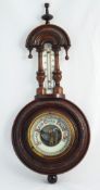Early 20th century barometer/thermometer in carved stained walnut? Case