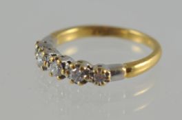 18ct yellow gold five stone diamond ring set with brilliant cut diamonds approx .33 carats, sponsors