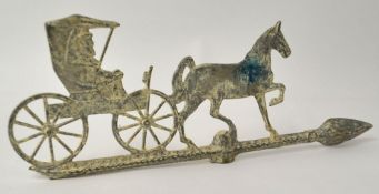 Old weather vane modelled as a carriage and horse approximately 44cm long