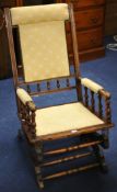 Edwardian rocking chair with turned supports