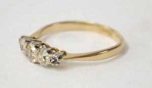 Antique 18ct ring set with five old cut diamonds size , P