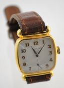 Gents gold plated Hamilton square dial wrist watch