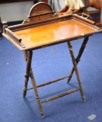 An Edwardian mahogany Butlers tray and stand (base in poor condition)