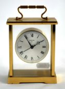 Swiza 8 day mantle clock with alarm mechanism, applied spandrel, Swiss made