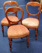 Three Victorian mahogany balloon back dining chairs