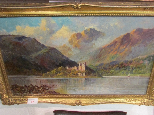 W. Richards - `Loch Awe, Kilchurn Castle`, signed lower left, titled on the canvas verso, 29cm x