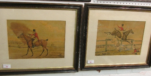 Four hunting-theme colour prints, frame and glazed