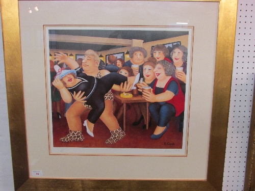 After Beryl Cook (1926-2008) - limited edition reproduction print of dancing couple in pub, signed