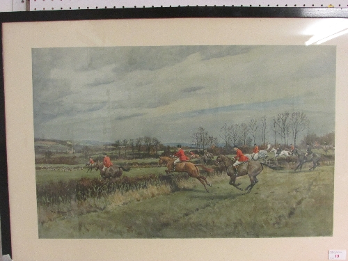 After F. A. Stewart, reproduction colour hunting print, 41cm x 64cm, framed and glazed