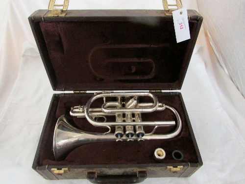 Boosey & Hawkes York International cornet, stamped number 110449, with B&H carry case