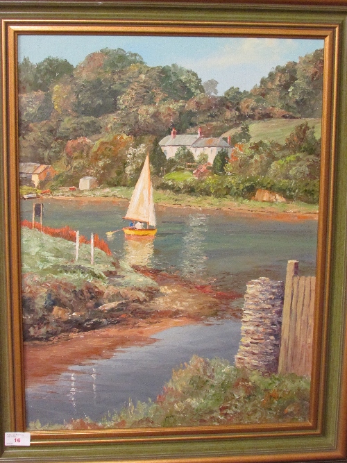 Nancy Bailey (1913-2012), `Yellow Boat, Lerryn`, oil on canvas, signed lower right, canvas border