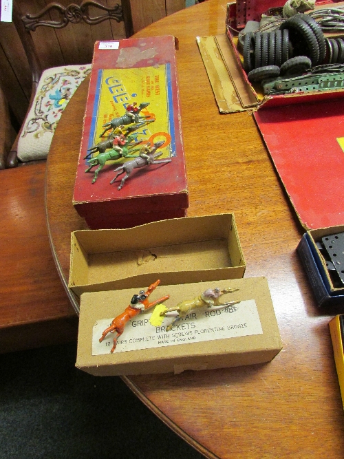 Boxed `Gee-Wiz The Best of All Race Games`, and six Chad Valley cold painted race horses [sold as