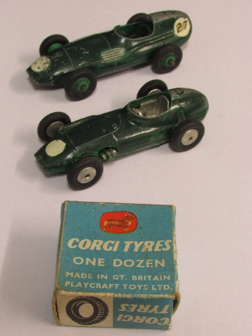 A Dinky Toys Vanwall racing car 239, a Corgi Toys B.R.M. Formula 1 Grand Prix racing car, and a