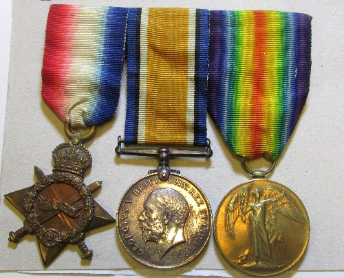 WW1 group of three medals named to 3105 Pte C L Lansdowne, The Queen`s R: 1914-1915 Star, British