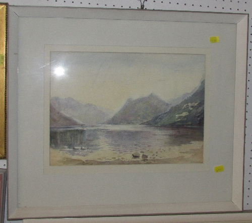 A. J. KIRKELL(?), mountain lake, watercolour, (25.5cm x 36cm) F&G