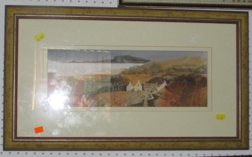 Michael Morgan, `Coastal Farmhouse 1995`, watercolour, (13cm x 37.5cm) F&G