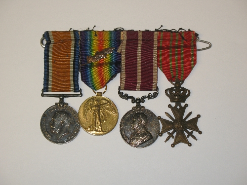 World War One pair with MID Oak leaf, and Meritorious Service Medal and Belgian Croix de Guerre,