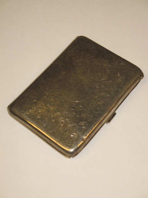 Chester silver engraved card case with fitted calf wallet and silver propelling pencil within, total