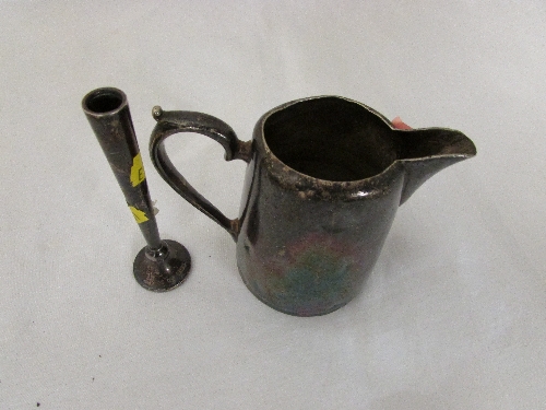 Mappin and Webb electroplated milk jug and a loaded silver specimen vase, Birmingham 1954