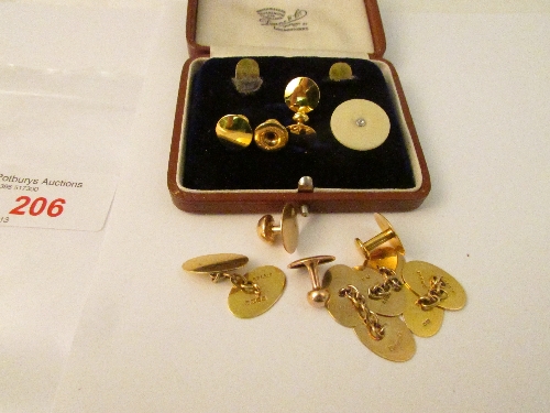 Two pairs of 18ct gold cufflinks, five 18ct gold studs and three other studs