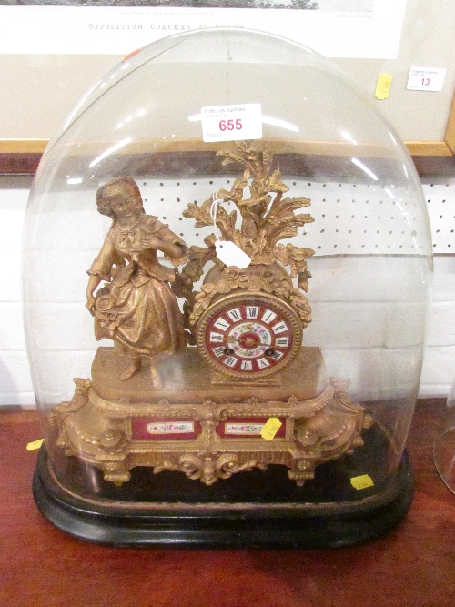 Early 19th century French ormolu striking clock with Sevres-style enamel decoration to the dial