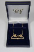 9ct Mum Pendant and necklace