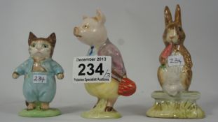 Beswick Beatrix Potter Figures Piggin bland, fierce bad rabbit, Tom Kitten (3)