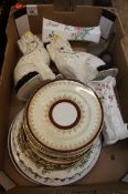 Tray to include Collector Plates, Staffordshire Dogs, Aynsley Vases, Golfing Trophy etc (approx 15)
