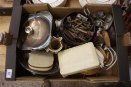 A collection of various Silver Plated items and Metalware to include a small convex mirror etc.