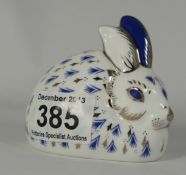 Royal Crown Derby Paperweight Silver Rabbit, Anniversary piece,  boxed