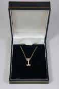 9ct Diamond Name Letter I and necklace