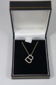 9ct Diamond Name Letter B and necklace