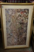 A framed Limited edition Print of Burslem and Cobridge by Phillip Gibson , 68x 108cm