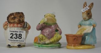Beswick Beatrix Potter Figures Mrs Tiggywinkle, Mr Jeremy Fisher, Cecily Parsley BP3B (3)