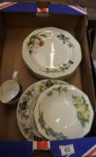 A collection of Pottery to include Churchill Fruit Plates and Bowls, Royal Doulton Larchment