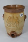 Doulton and Watts Stoneware Barrel missing Lid and Tap inscribed with Patent Filters, height 27cm