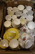A collection of various pottery tea sets to include Paragon, Colclough and various commemorative
