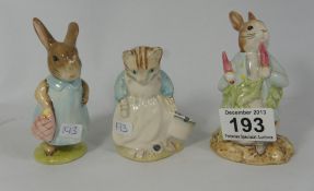 Royal Albert Beatrix Potter Figures Peter Ate a Radish, Ribby and a Patty Pan and Mrs Flopsy Bunny