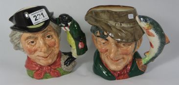 Royal Doulton Large Character Jugs Walrus and the Carpenter D6600 and Poacher D5429 (2)