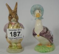 Beswick Beatrix Potter figures Jemima Puddleduck and Mr Benjamin Bunny, both BP3B (2)