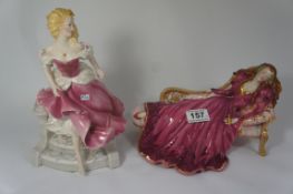 Two Large Franklin Mint Figures Sleeping Beauty and Cinderella (chip to skirt) (2)