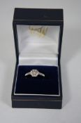 9ct White Gold Diamond Dress Ring, size L
