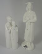 Royal Doulton Images White Figures Graduation HN3942 and Brothers HN3191 (2)