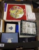 A collection of various boxed pottery and glassware to include Wedgwood, Stewart crystal, Aynsley,