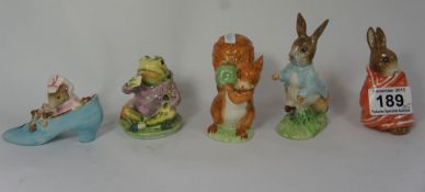 Beswick Beatrix Potter Figures Poorly Peter Rabbit, Peter Rabbit, The Old Woman Who Lived In A Shoe,
