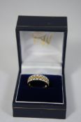 9ct Diamond & semi precious stone dress ring, size I